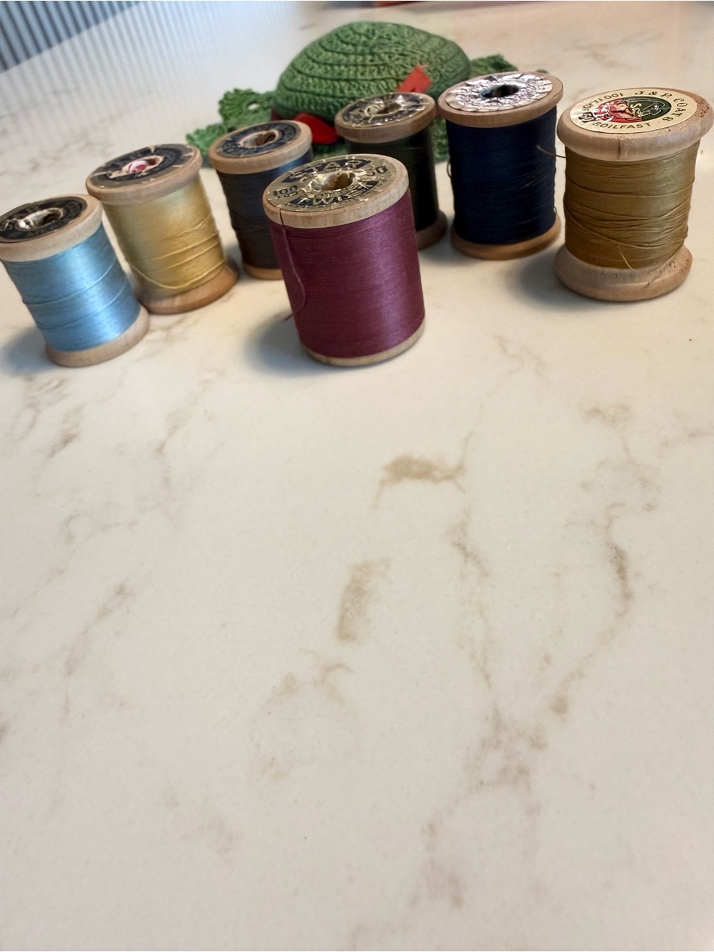 Vintage STAR American Thread Co Wooden Spools Mercerized Star Twist Lot of 7
